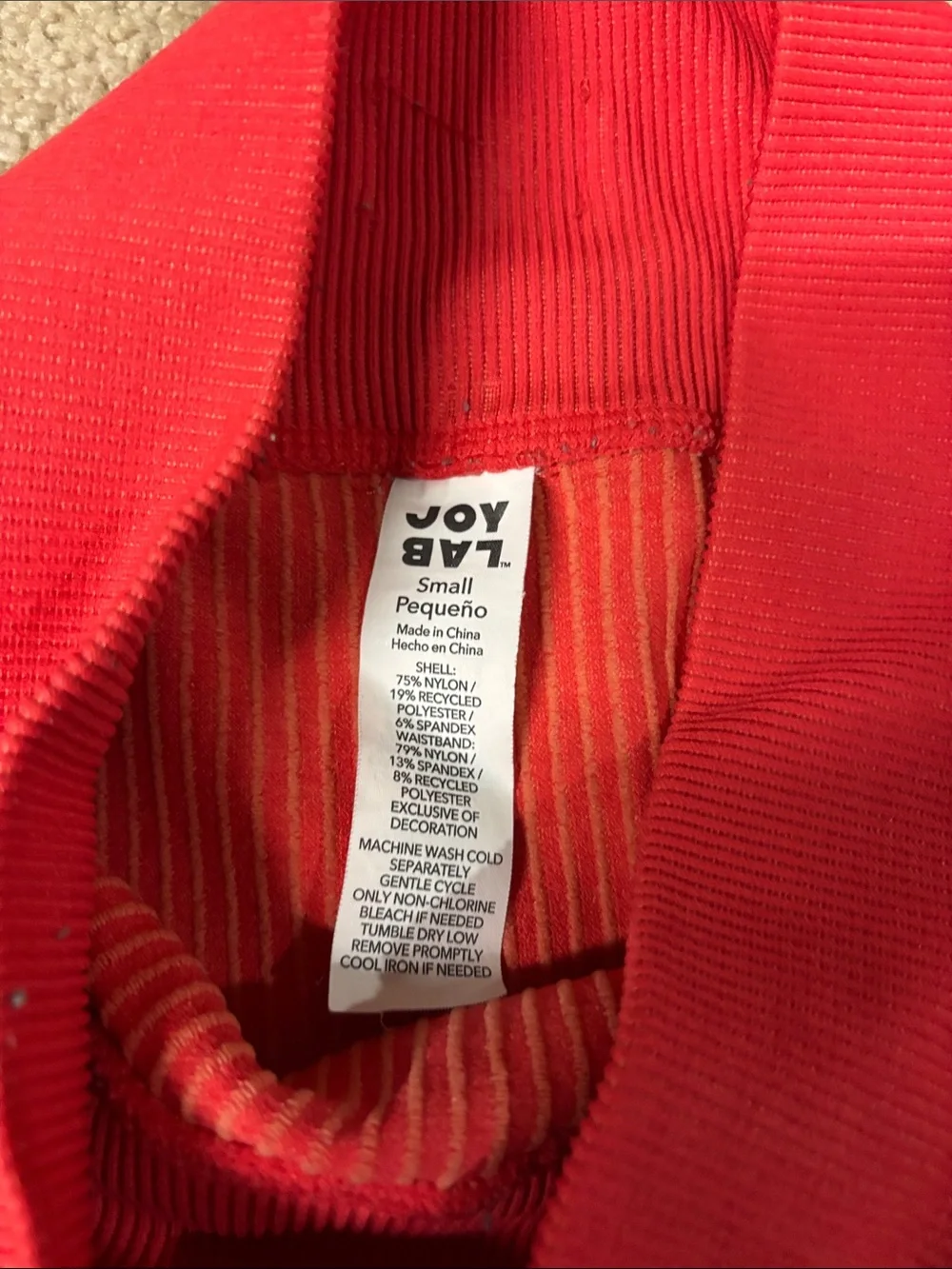 JoyLab Ribbed High-Waist Red Bike Shorts Small